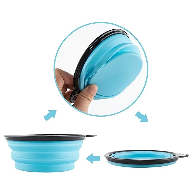 Collapsible travel pet bowl for dogs and cats